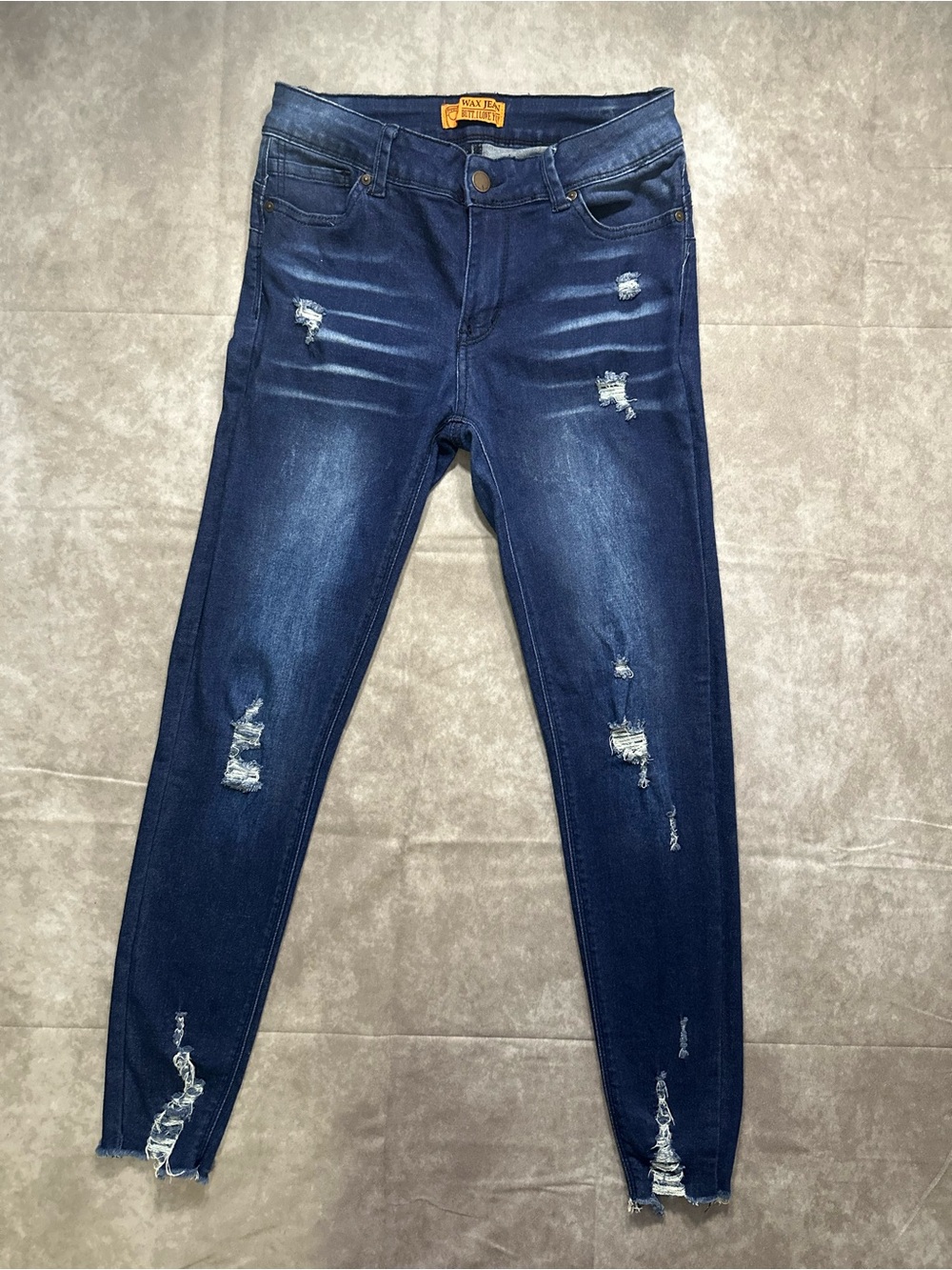 Wax Jean Dark Blue Distressed Women's Skinny Jeans